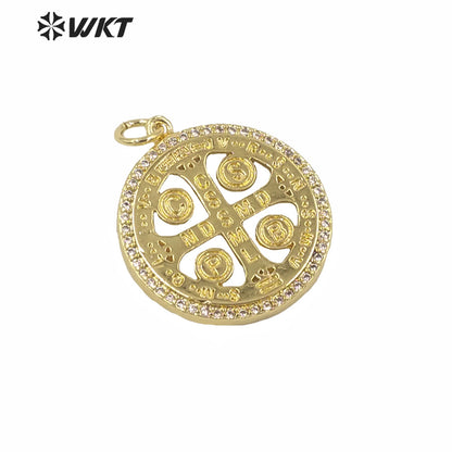 WT-MP159 New Wholesale New Gold Electroplated Jesus Cross Pendant Hot Sales Populared Christian Image Jewelry Pendant for Women