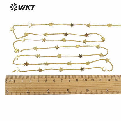 WT-BC136 Amazing Populared Gold Star Charm Brass Chain by Meter Fashion Diy Jewelry Design Charm Chain Findings for Women