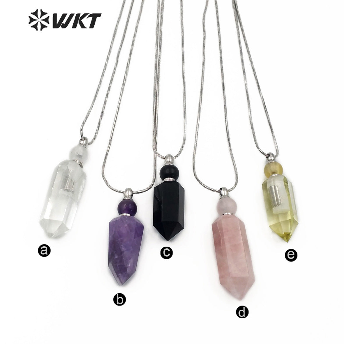 WT-N1161 Wholesale Classic Fashion Silver Necklace with Stone Perfume Bottle Pendant Silver Necklace