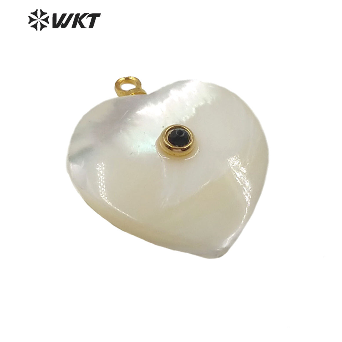 WT-JP209 Natural Heart Shell Pendant With CZ Charm Stylish Jewelry Heart Shape Shell Pendant Gift for Lady
