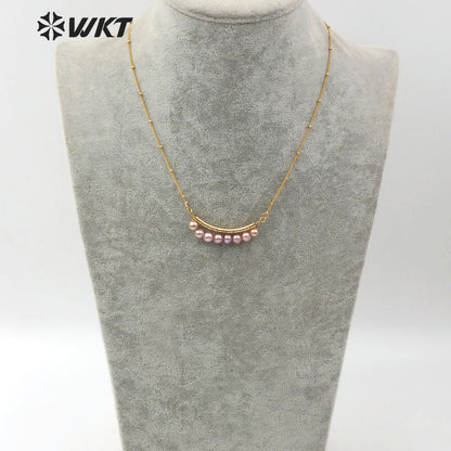 WT-JN102 Wholesale Natural Pearl Bend Necklace Three Colors Selection Women Fashion Hot Sales Jewelry Pearl Necklace