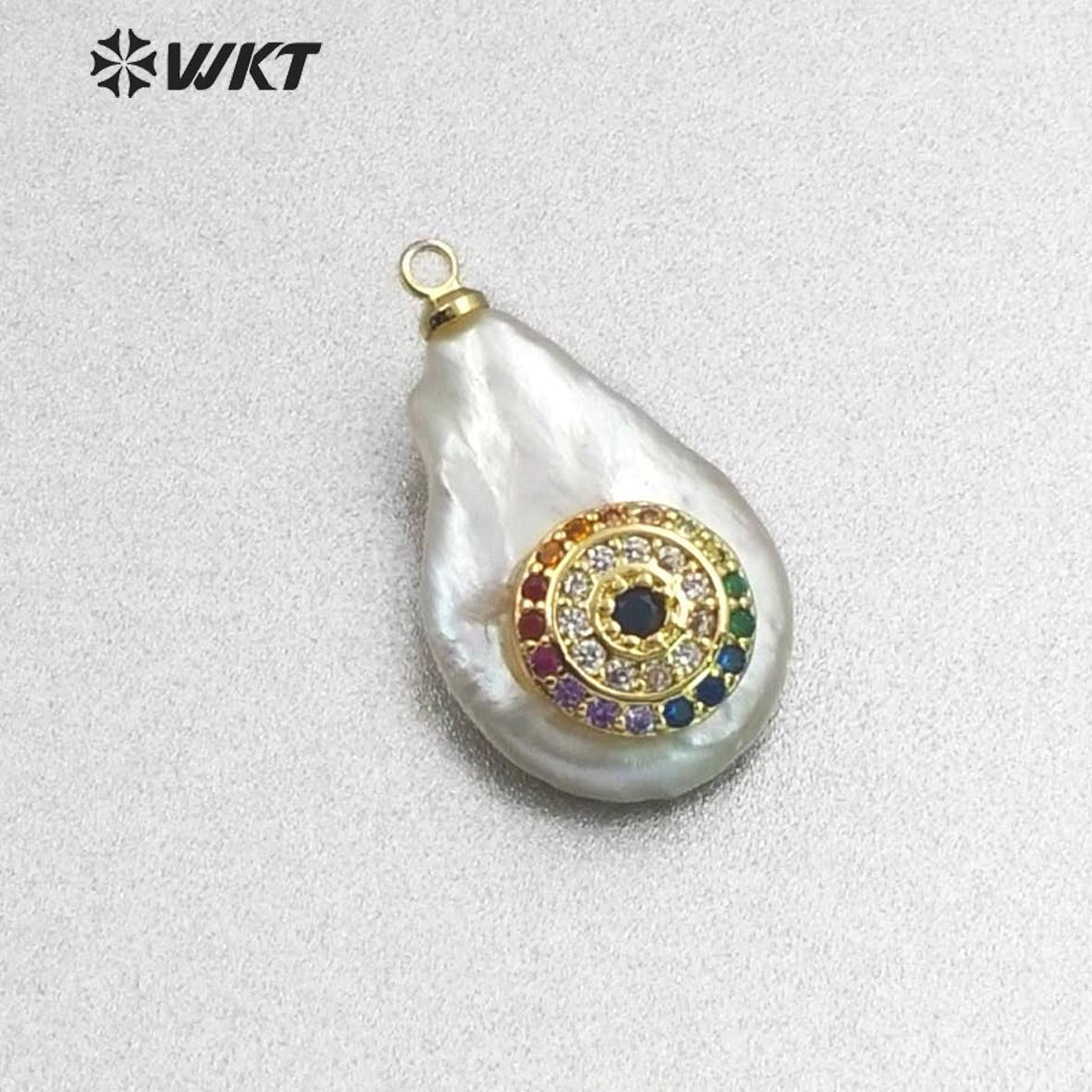 MP133 Hot Sale Jewelry Tiny Star Pendant Pearl With CZ Micro Pave Lady Fashion Irregular Shape Jewelry Freshwater Pearl Pendant