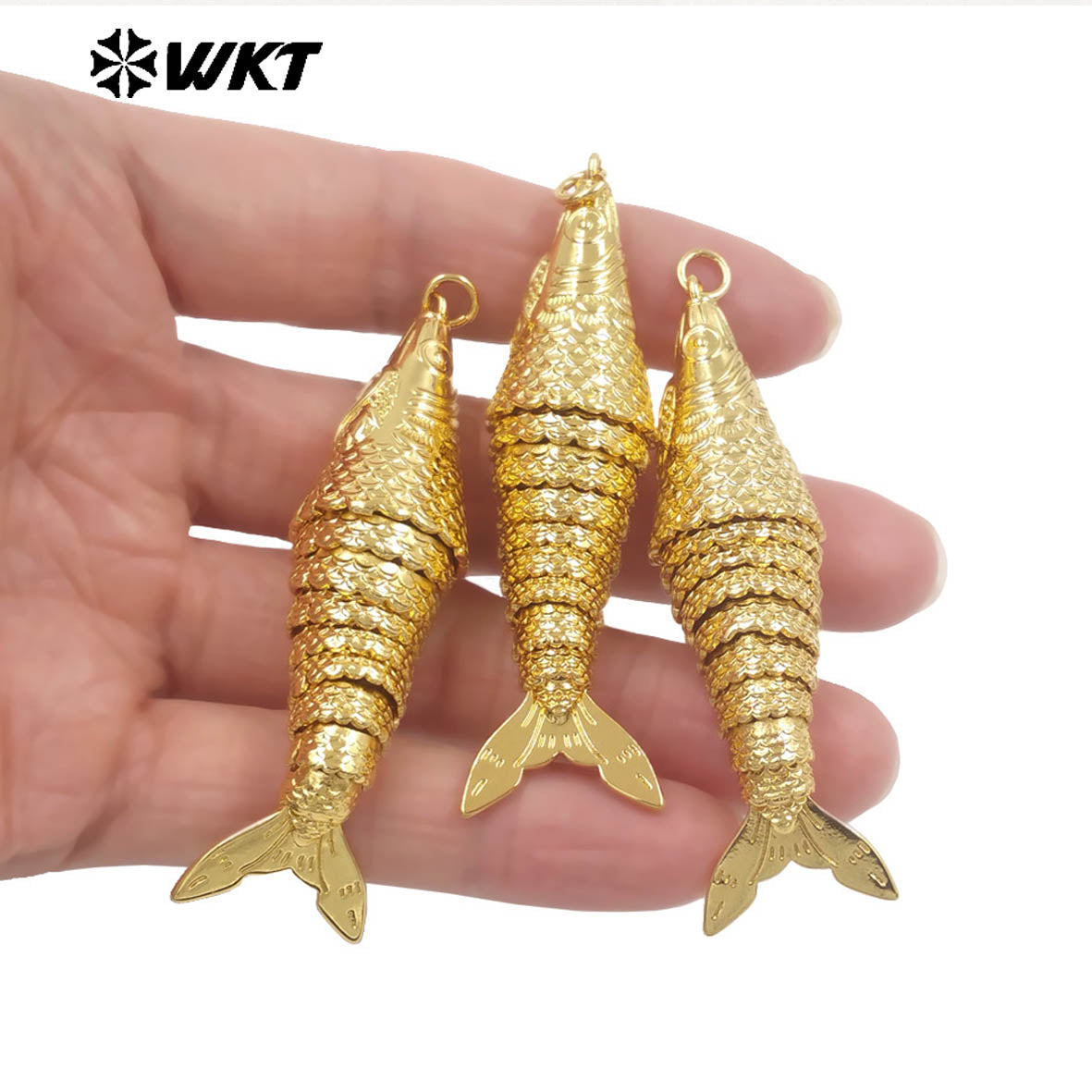 WT-MP332 Delicate 18K Gold Electroplated Yellow Brass Fish Shape Charms Big Pendants As Women Trendy Jewelry Accessories