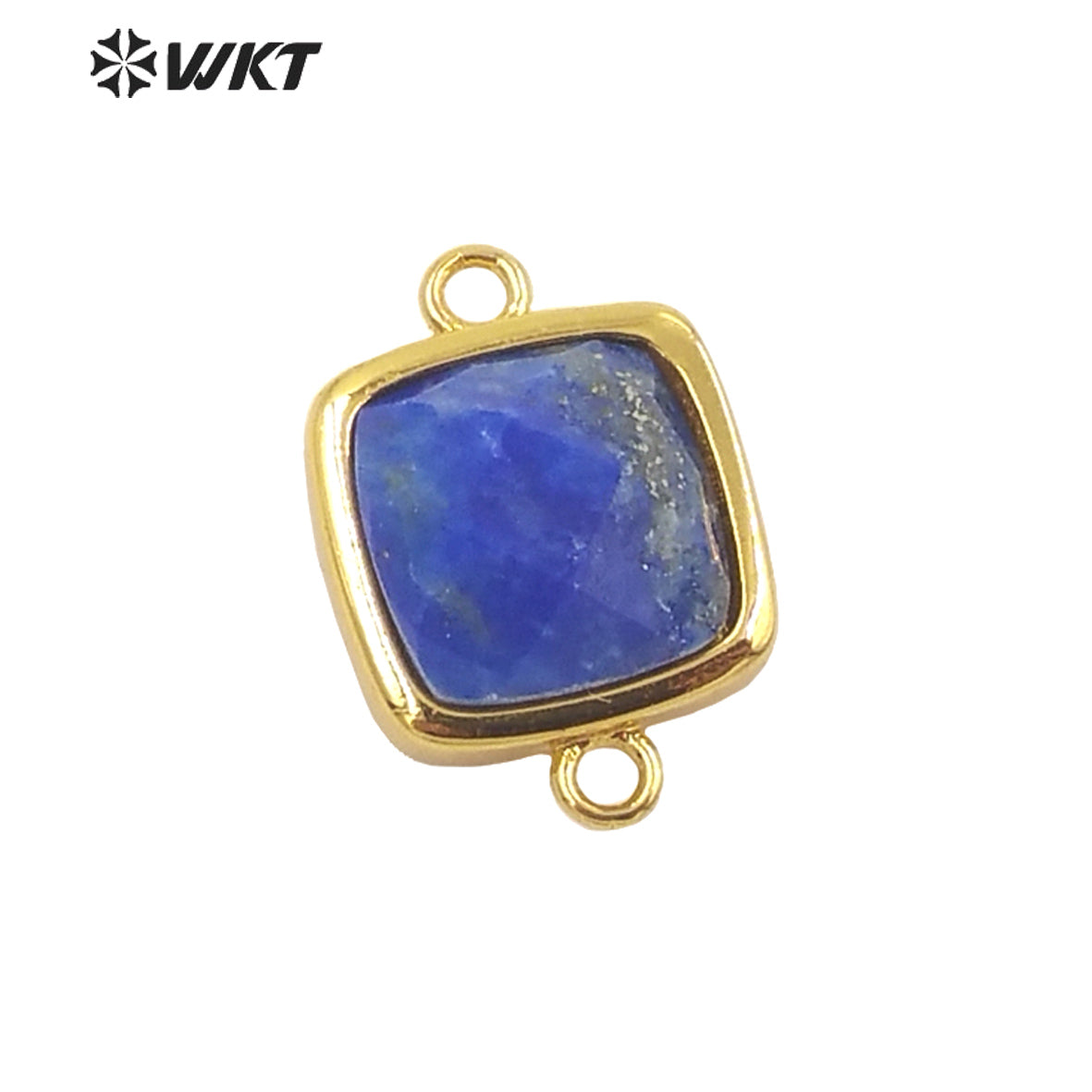WT-C305 Wholesale Fashion Gold Bezel Double Loops Small square Stone Connectors for Jewelry DIY Design Findings