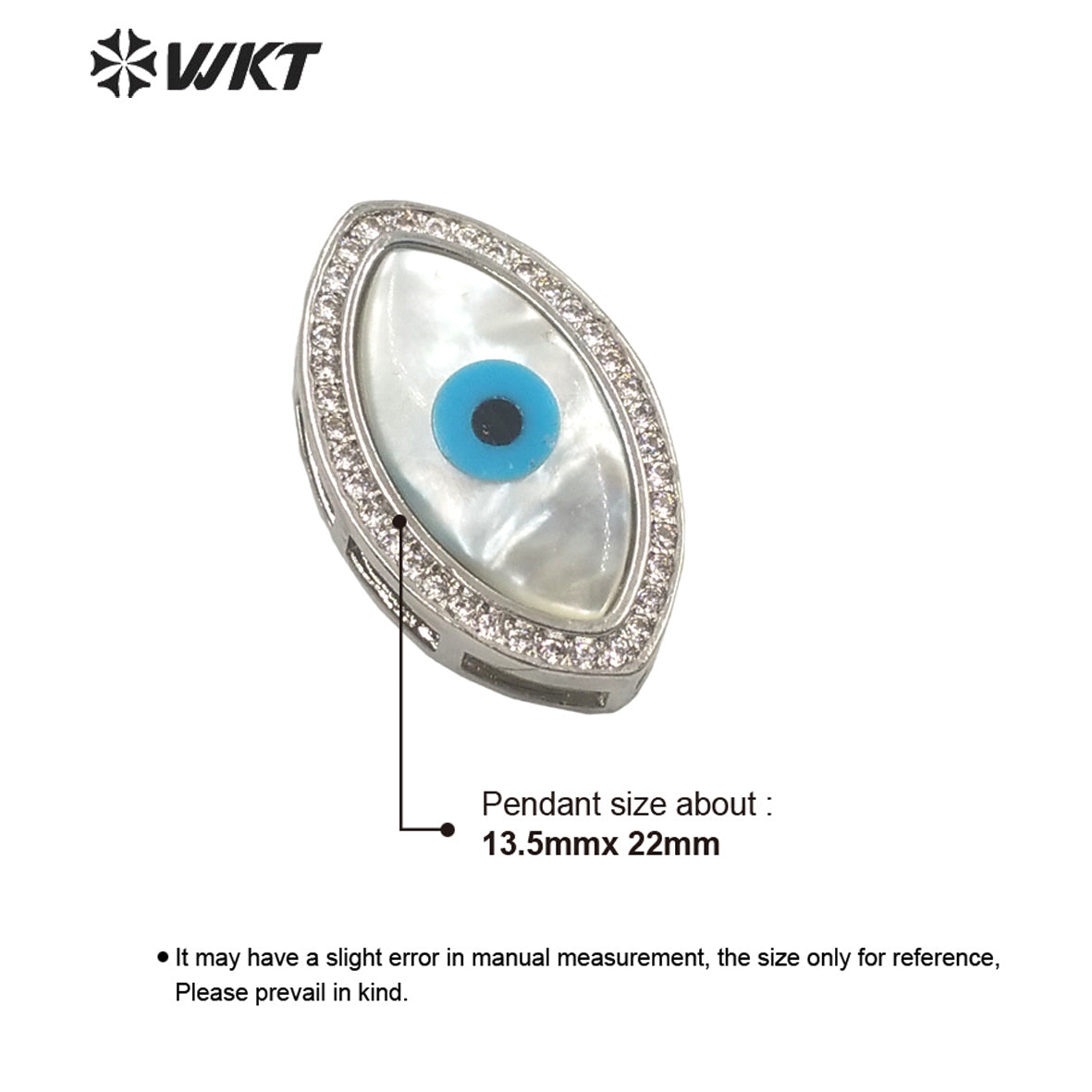 WT-MP203 WKT Exclusive Fashion 18k Real Gold Plated Micro Pave Cubic Zircon Setting White Shell Eye Pendant in Horseeye Shape