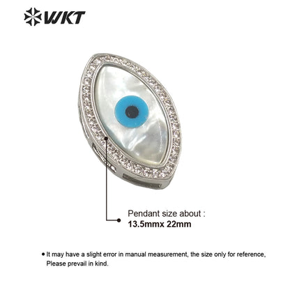 WT-MP203 WKT Exclusive Fashion 18k Real Gold Plated Micro Pave Cubic Zircon Setting White Shell Eye Pendant in Horseeye Shape