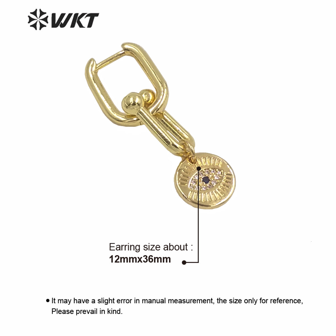 ME081 Luxury Women Earrings Gold Clasp Hoop Dangle Earrings Micropaved Eye Charming Lady Drop Earrings