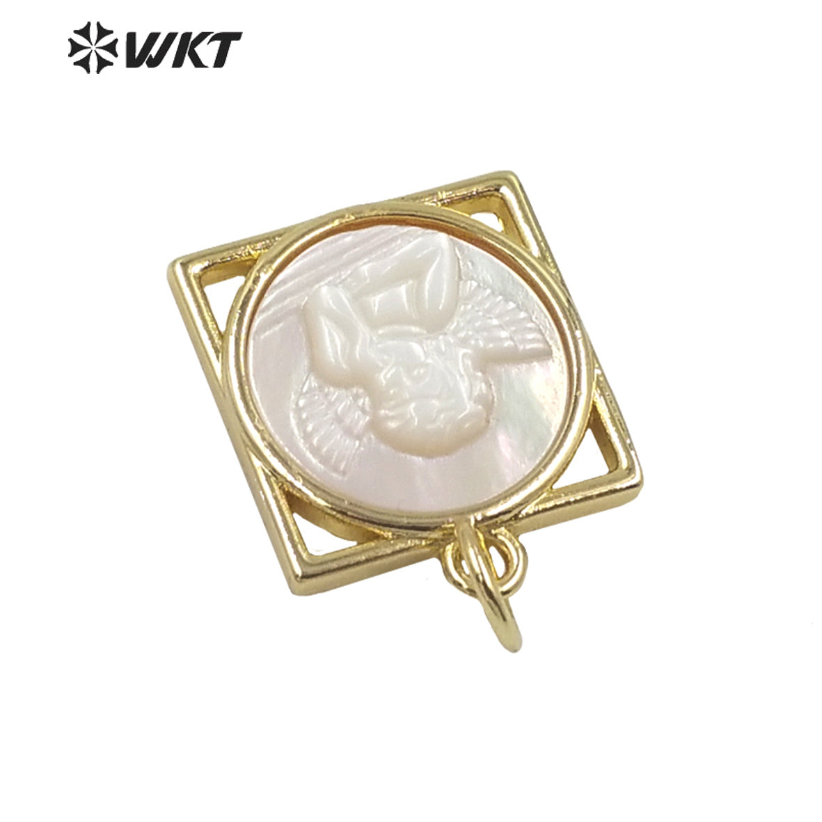 WT-JP294 High Quality Pendant Lovely Angel Carved Shell Earrings 18K Gold Plated Women Gifts Fashion Earrings Shell Earrings