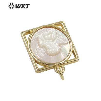 WT-JP294 High Quality Pendant Lovely Angel Carved Shell Earrings 18K Gold Plated Women Gifts Fashion Earrings Shell Earrings