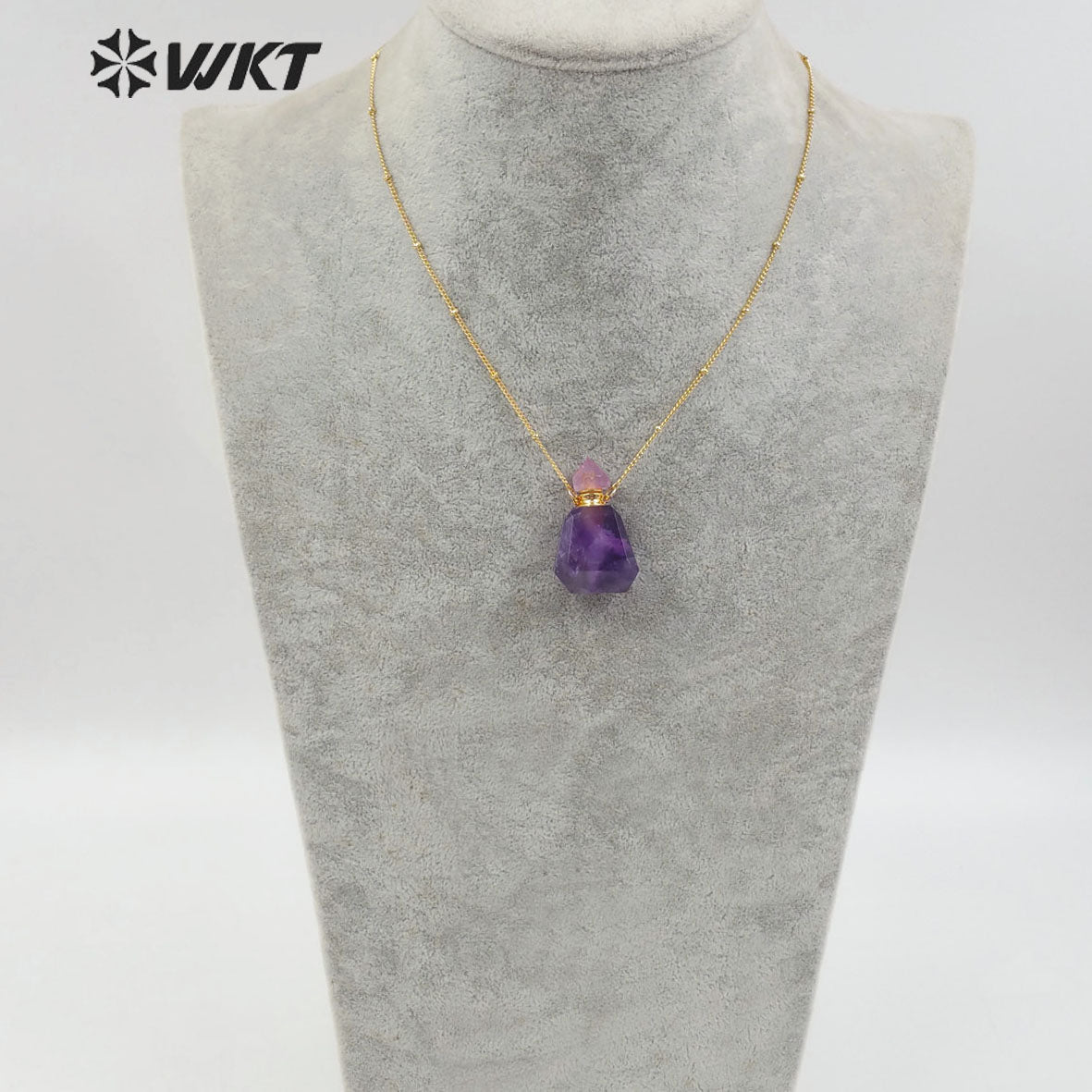 WT-N1173 Hot-sale Natural Stone Perfume Bottle Necklace Cherry Agate Necklace Women Stylish Amethyst Necklace Jewelry