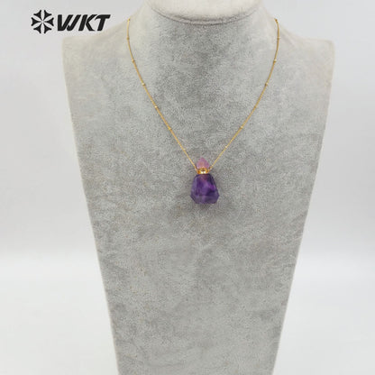 WT-N1173 Hot-sale Natural Stone Perfume Bottle Necklace Cherry Agate Necklace Women Stylish Amethyst Necklace Jewelry