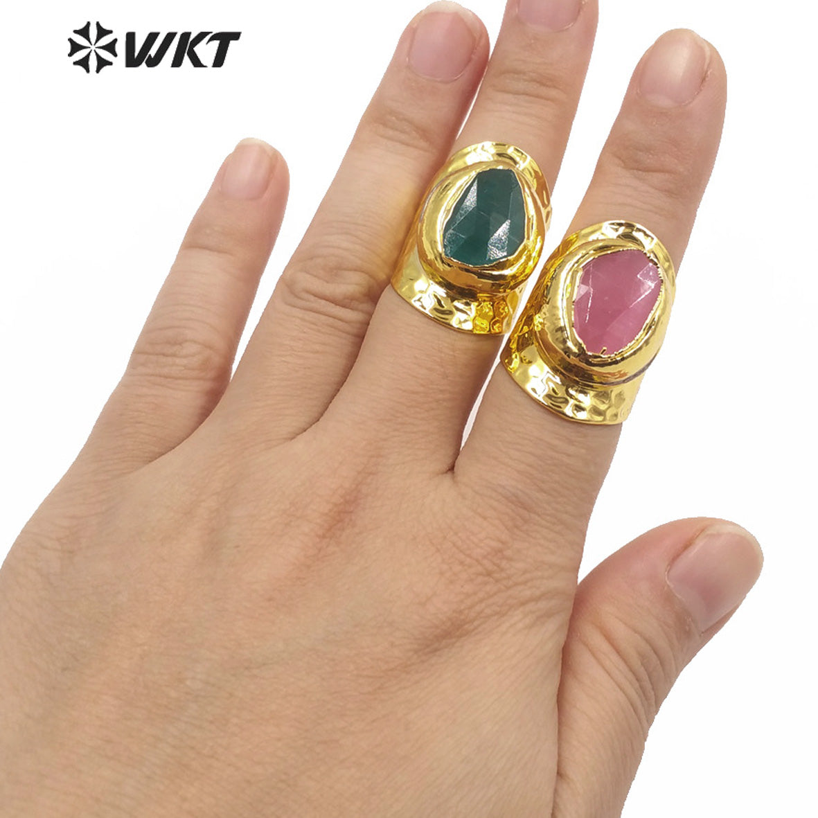 WT-R365 Winter Populared Color Cat Eye Stone Cigar Ring 18k Real Gold Plated Resist Tarnishable Wide Band Gold Ring for Women