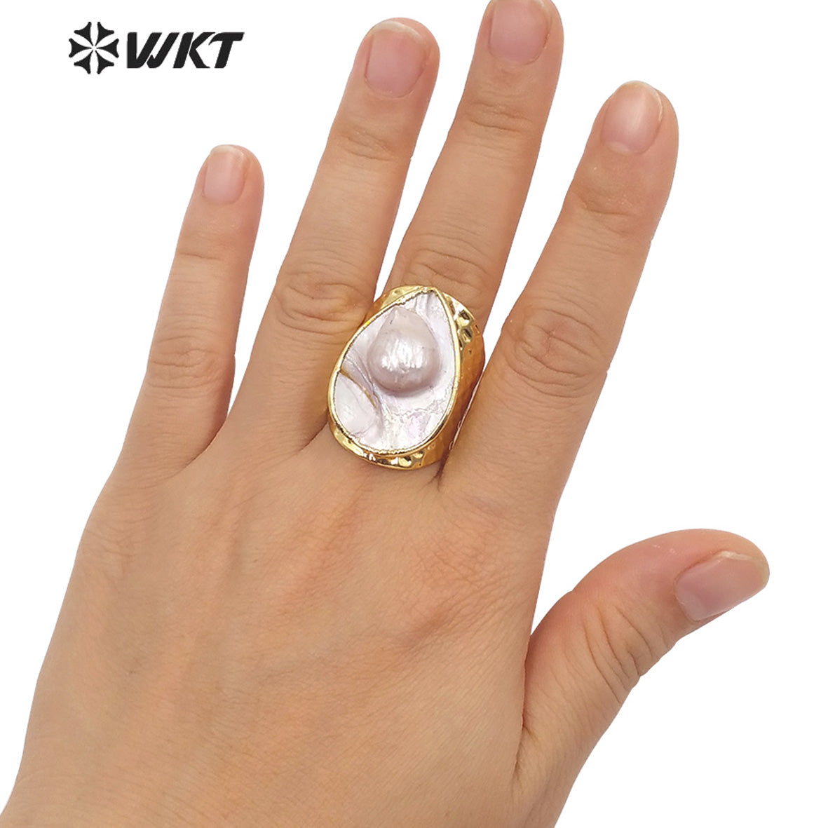 WT-R345 Wholesale Hot Selling Natural Mother of Pearl Ring Pearl Shell Ring Fashion 2020 Charm Jewelry Pearl Ring