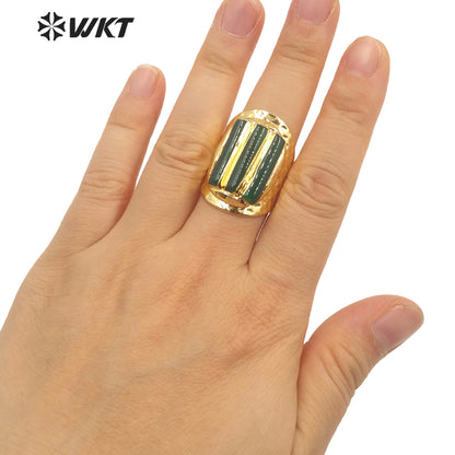 WT-R413 European and American Rings Rock 18k Real Gold Plated Multicolor Gemstone Rings Women's Jewelry Natural Gemstone Rings