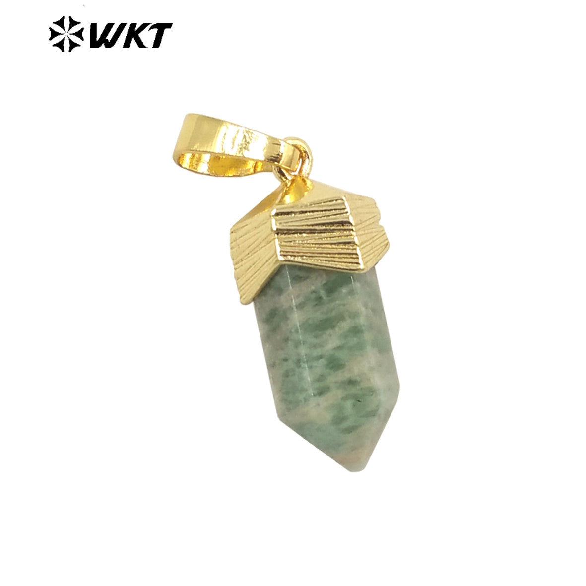 WT-P1915 New Precious Stone Design Pendant 18k Real Gold Plated Claw Setting Oval Amazonite Amethyst Stone Pendants for Birthday