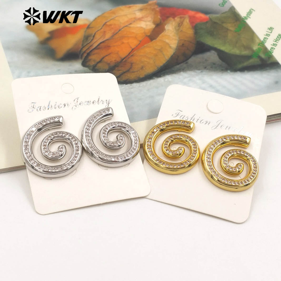 WT-ME111 New Exquisite 18K Gold Plated Mosquito Coil Cubic Zircon High Quality Earrings for Women As Daily Fashion Jewelry