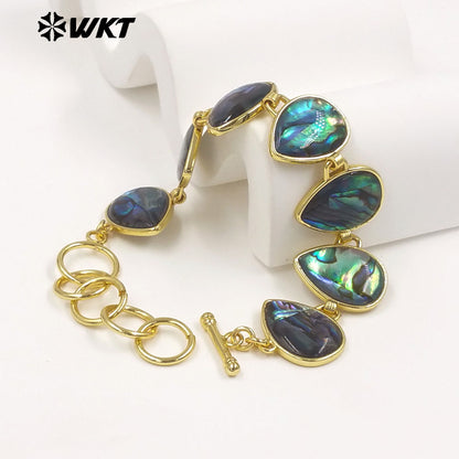 MPB143 High Quality Gold Electroplated Waterdrop Square Shape Natural Abalone Shell Women Bracelet For Friends Jewelry Gift