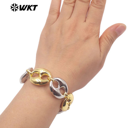 WT-JF377 Newest Wholesale Gold And Silver Plated Yellow Brass Pig Nose Shape Metal Bracelet For Women Trendy Accessories
