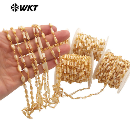 WT-RBC240 New Handmade Wire Wrapped Natural Trumpet Shell Beads Jewelry Chain for Necklace or DIY Making Findings