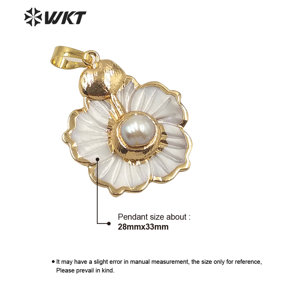 WT-JP174 Stylish Hot Sales Natural Shell Pendant Flower Shape Shell Pendant With Pearl Women Charm New Jewelry Pendant