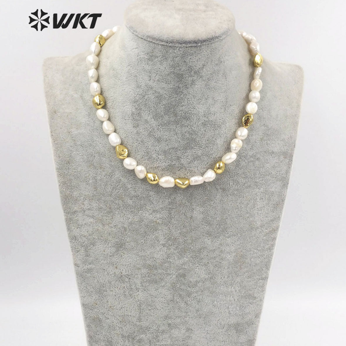 WT-JN221 Gorgeous Fashion Natural Freshwater Pearl Choker Necklace 16 Inch Long Women Irregular Pearl Beads Necklace for Wedding