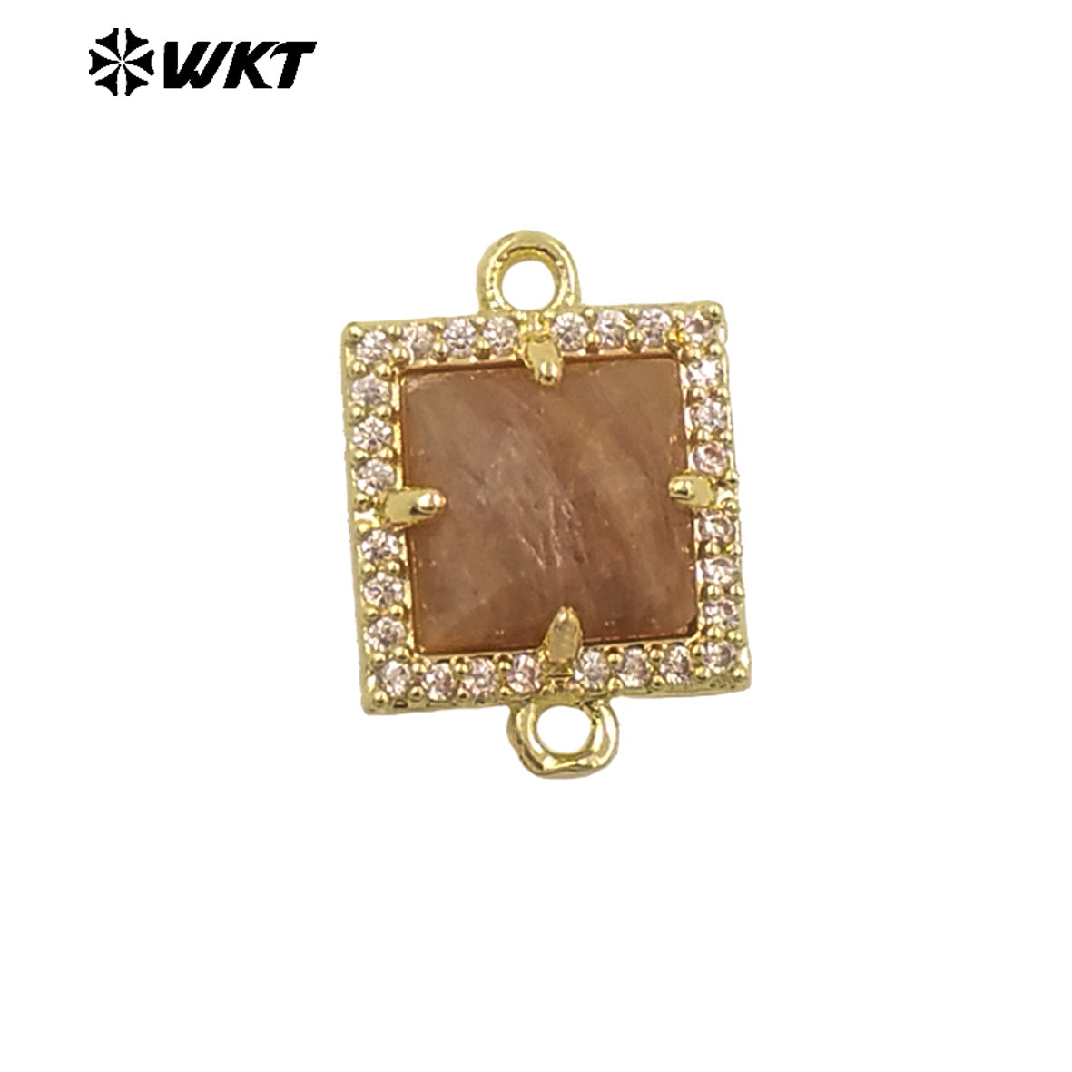 WT-P1993 Classic Wholesale Square Natural Labradorite Amethyst Gemstone Connector Pendant DIY Crafts CZ Accessory Charms