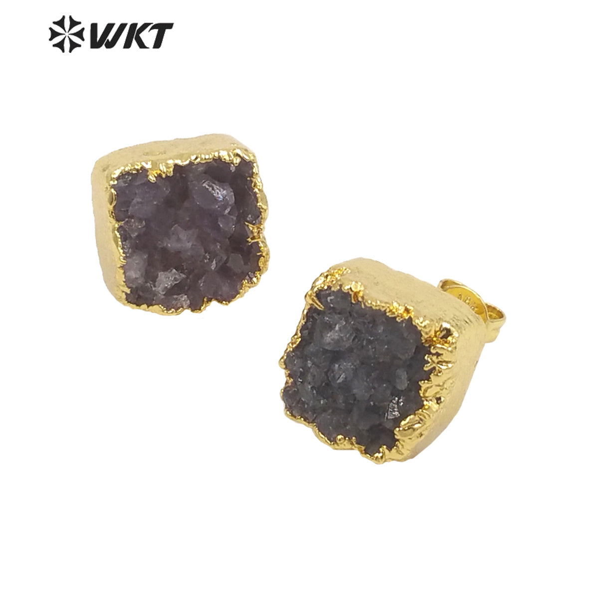 WT-E652 New Arrival Earrings Studs Wholesale Amethyst Stone Beautiful and Elegant Fashion Earrings for Lady As Luxury Gift
