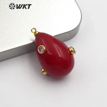 MP137 Wholesale Top Fashion Unique Design Droplet Shape Pendant Jewelry With CZ Micro Pave Lady Blue Red Black Pendant