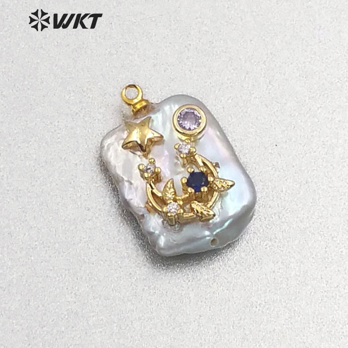MP134 Newest High Quality Diversified Patterns Micro Pave Rectangular Pendant Sparkling Lady Jewelry Freshwater Pearl Pendant