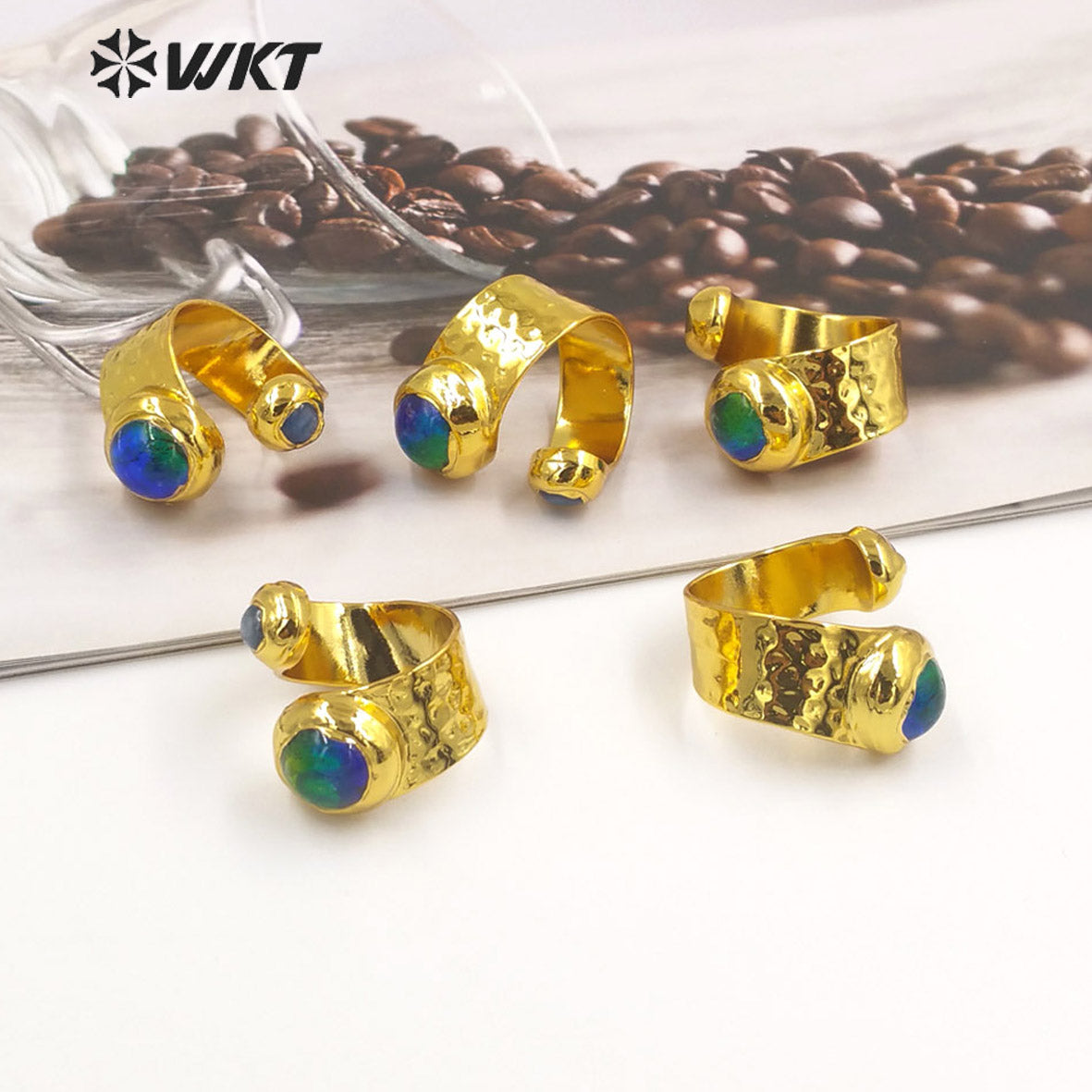 WT-R481 WKT Fashion Design Trendy Gift for Women Colorful High Quality Gorgeous Natural Blue Murano & Kyanite Ring