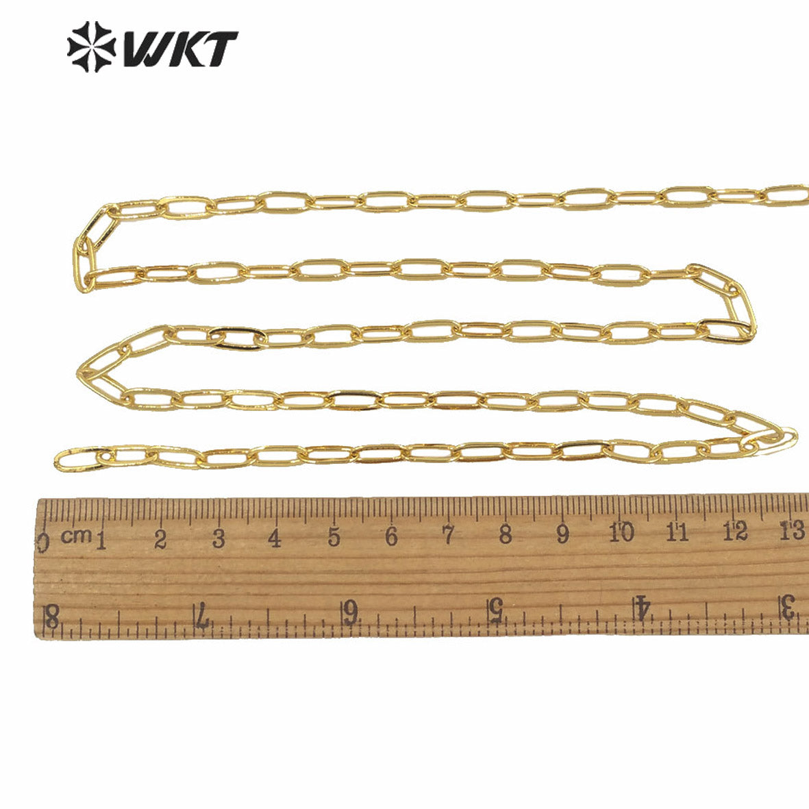 WT-BC152 WKT HOT Sales 18k Real Gold Plated Faceted Link Chain for Necklace Design Women Fashion Jewelry DIY Brass Link Chain