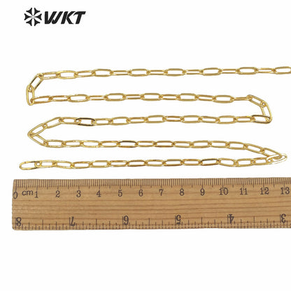 WT-BC152 WKT HOT Sales 18k Real Gold Plated Faceted Link Chain for Necklace Design Women Fashion Jewelry DIY Brass Link Chain