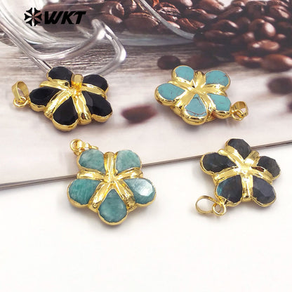 WT-P1966 Wholesale Unique Charming Teardrop Stone Assemble As Flower Pendants in 18K Real Gold Plated for Necklace Jewelry