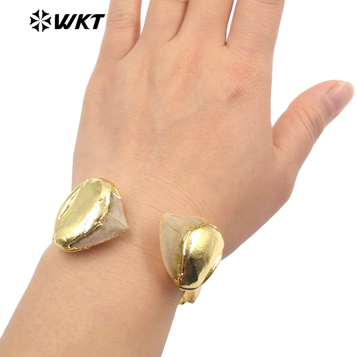 WT-B635 WKT New Handmade Lovely Trendy Gift for Women18k Plated Punk Style Shark Tooth C Shaped Opening Bracelets