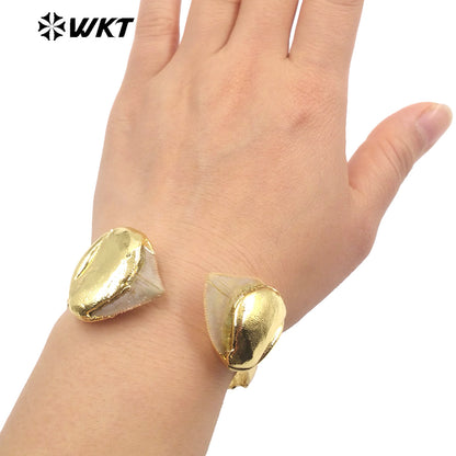 WT-B635 WKT New Handmade Lovely Trendy Gift for Women18k Plated Punk Style Shark Tooth C Shaped Opening Bracelets