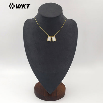 WT-JN392 Hot Sale Gold Plated Double White Shell Carved Religious Patterns Necklaces For Women Fashion Jewelry Matching