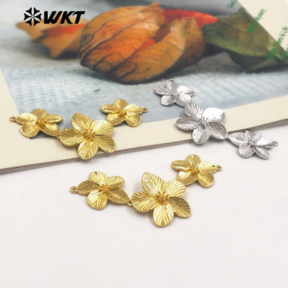 WT-C333 Hot Sale Flower Shape 18K Gold and Silver Crafts Natural Yellow Brass Pendant Daily Necklace for Women As Special Gift