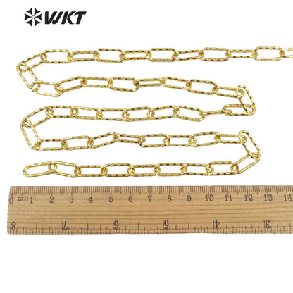 WT-BC167 Wholesale Fashion 18k Real Gold Plated Resist Tarnishable Big Long Link Oval Chain for Jewelry Necklace Brass Chain