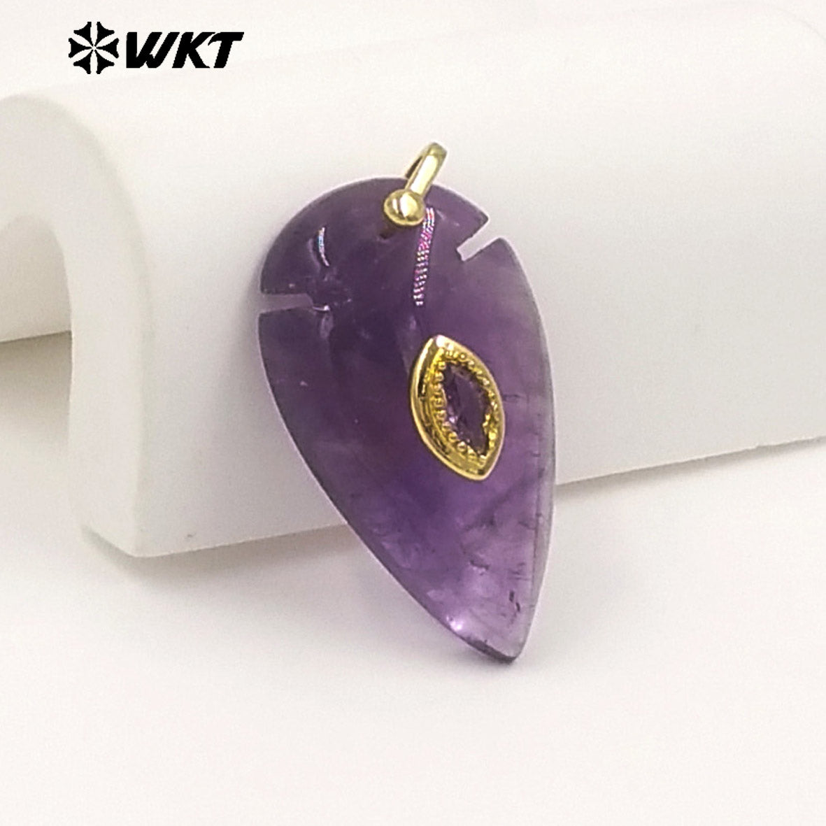 WT-P2144 New Product Colorful Zircon And Natural Gemstones Pointed Waterdrop Shape Gold Pendants For Unique Jewelry Making