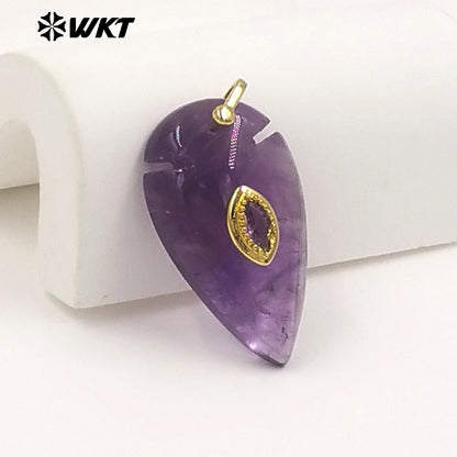 WT-P2144 New Product Colorful Zircon And Natural Gemstones Pointed Waterdrop Shape Gold Pendants For Unique Jewelry Making