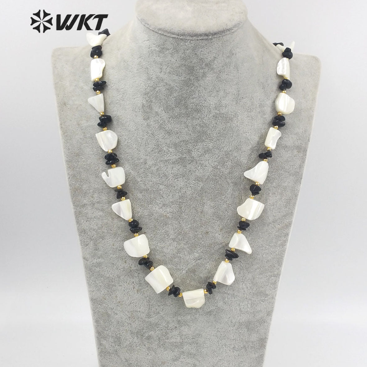 WT-JN225 Wholesale New Vintage Faceted Shell Hand Strand Long Necklace Women Purity Wedding Shell Necklace in 19 Inch