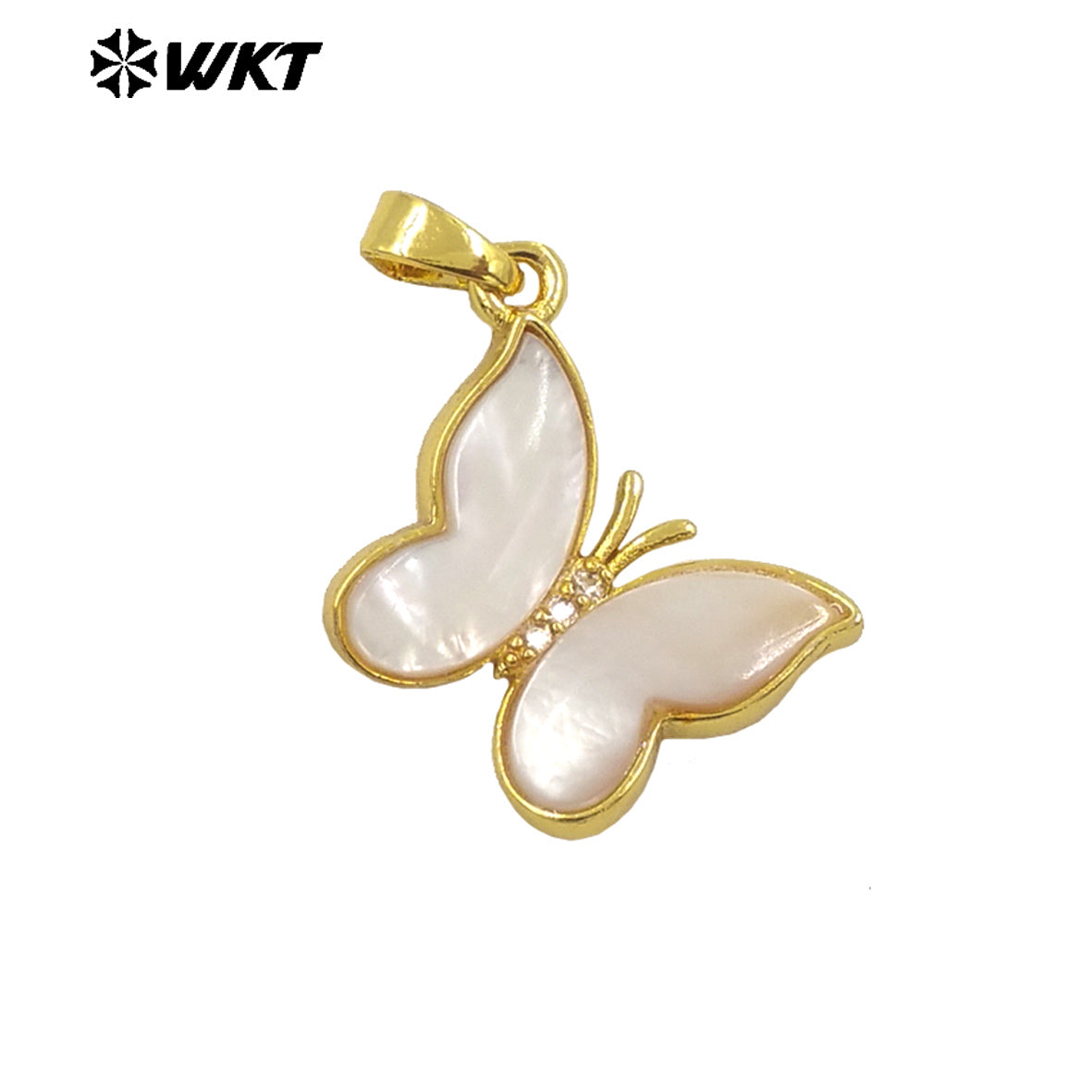 WT-JP381 Wholesale New Coming High Quality Natural Shell Butterfly Pendant With 18k Gold Plated for Women Daily Decoration