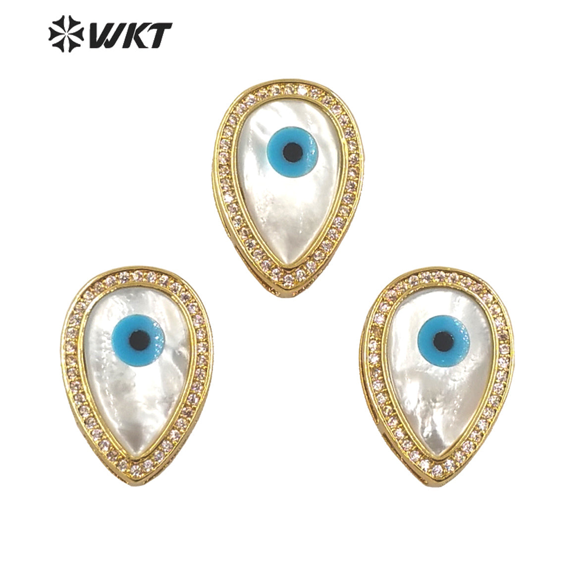 WT-MP205 Fashion Micro Pave CZ Setting Trim White Shell Eye Drop Pendants Elegant Gold Water Drop Jewelry Necklace Pendant