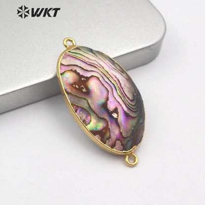 WT-C288 New Arrival Natural Abalone Shell Connector Double Hoops Connector Women Stylish Charm Jewelry Abalone Shell Pendant