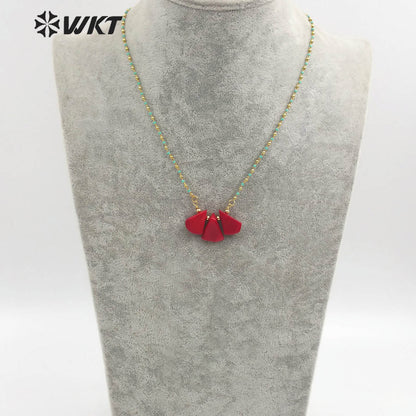 WT-N1198 New Natural Red Coral Beads Necklace Fashion Handmade Small Charm Coral Necklace Hot Sale Jewelry Necklace
