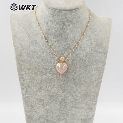 WT-N1331 Ins Hot Amazing Gorgeous Rose Quartz with Aura Perfume Bottle Necklace Essencial Oil Stone Bottle Pink Aura Stone