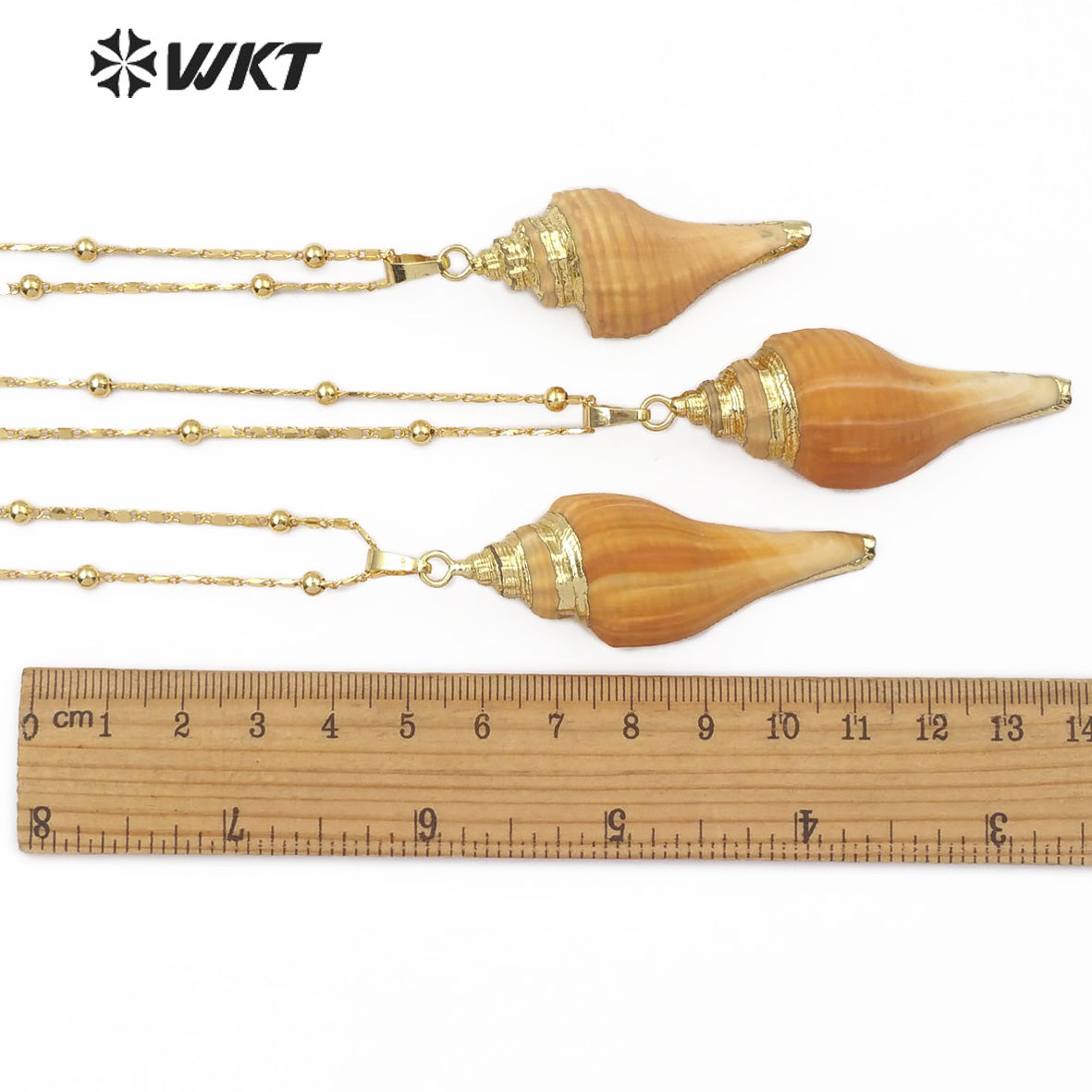 WT-JN062 Large Conch Shell With Gold Plated Women Jewelry Pendant Sea Shell 18 Inch Natural Big Trumpet Shell Necklace
