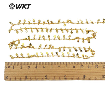 WT-BC160 Wholesale Fashion 18k Real Gold Plated Brass Star Chain Tiny Handmade Gold Jewelry Necklace Chain with Charms