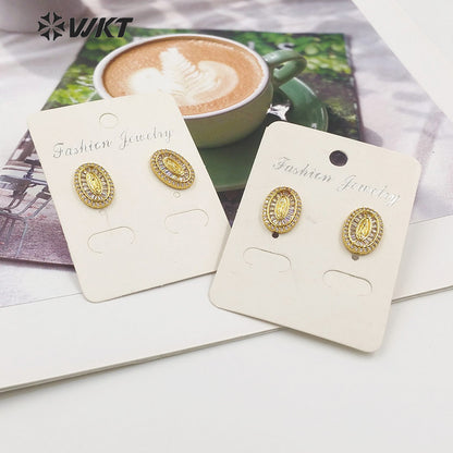 WT-ME098 Wholesale Newest Romantic Fashion Light Luxury Natural Cubic Zircon Round Shaped Micro Paved Earrings Studs