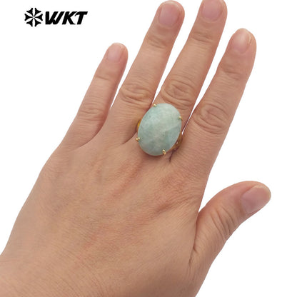 WT-R604 Good Quality Gold Electroplated Faceted Multiple Natural Gemstones Rings For Friends Fashionable Jewelry Present